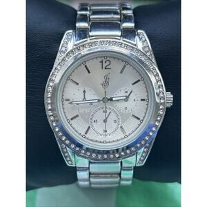 FMD Silver Tone Rhinestone Bezel Unisex Quartz Watch